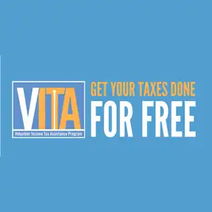 Volunteer Income Tax Assistance Program (VITA) logo with the tagline ‘Get Your Taxes Done for Free.’